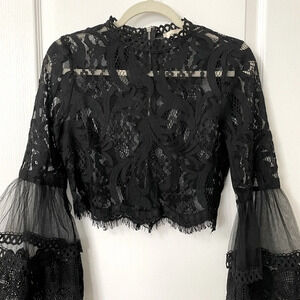 HONEY black lace see-through top